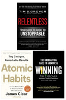 Winning, Relentless and Atomic Habits 3 Books Collection Set