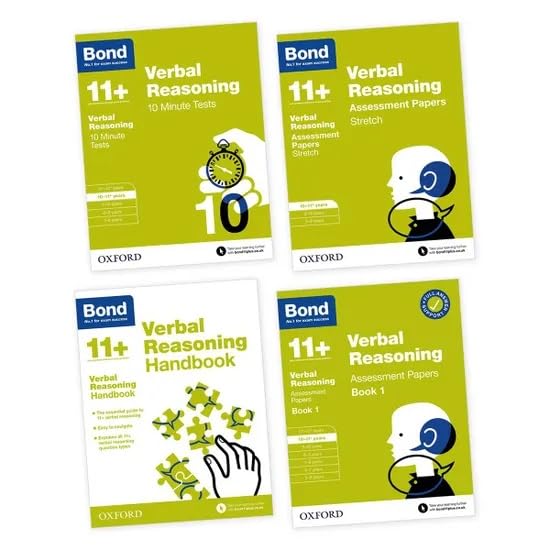 Bond 11+ 4-Books Collection Set Pack (Verbal Reasoning (Age 10 - 11 years) 10 Minute Tests, Stretch Assessment Papers, Assessment Papers and Handbook)
