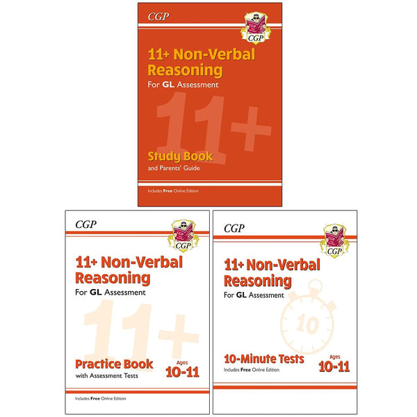 CGP 11+ Non-Verbal Reasoning for GL Assessment 3 Books set (11+ GL Non-Verbal Reasoning Study Book, Practice Book (Ages 10-11) & 10-minute Tests (Ages 10-11) Book 1)