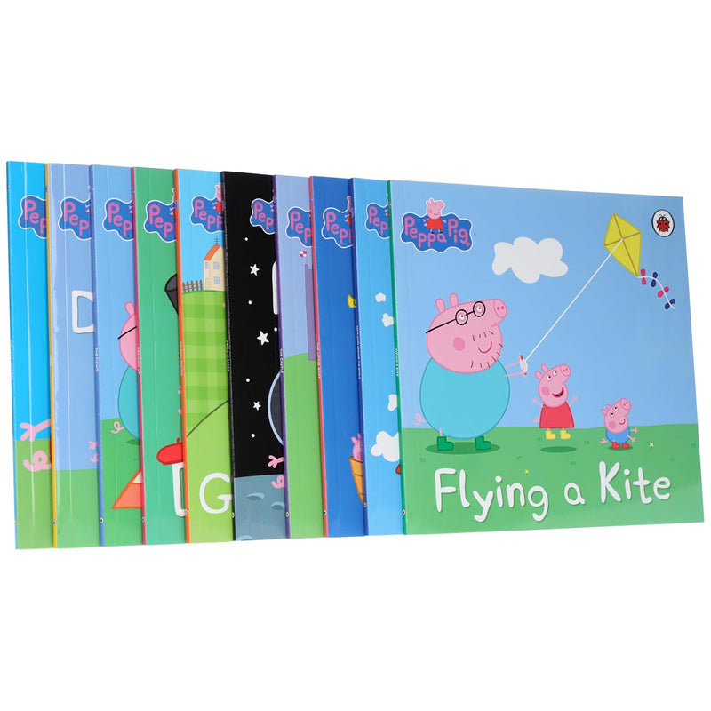 Peppa Pig 10 Books Children Collection Set (Peppa Goes Around the World, The Little Boat, The Castle, Peppa in Space, George's Tractor, Dressing Up,The Picnic, Dens,The Very Hot Day & Flying a Kite)