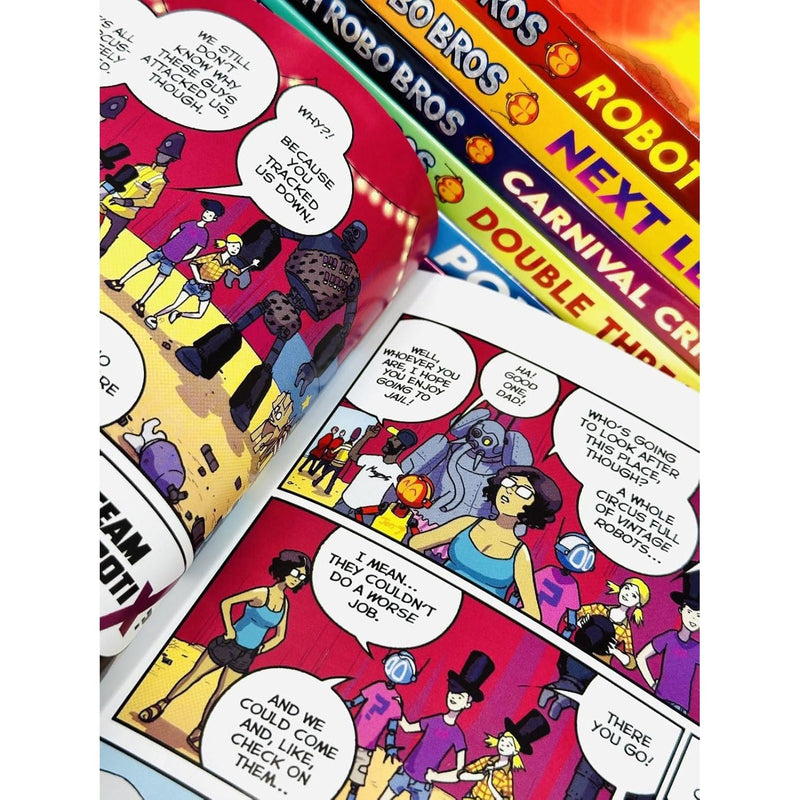 Mega Robo Bros Series Volume 1-7 Books Collection Set By Neill Cameron (Meltdown, Power Up, Double Threat, Carnival Crisis, Next Level, Robot Revenge & Nemesis)