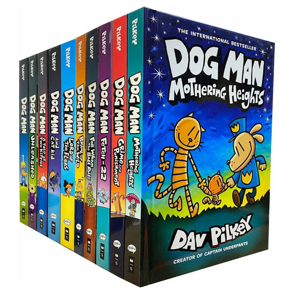 [Hardcover] Dog Man Series 10 Books Collection Set by Dav Pilkey Mothering Heights, Grime and Punishment, Fetch-22, For Whom the Ball Rolls, Brawl of The Wild