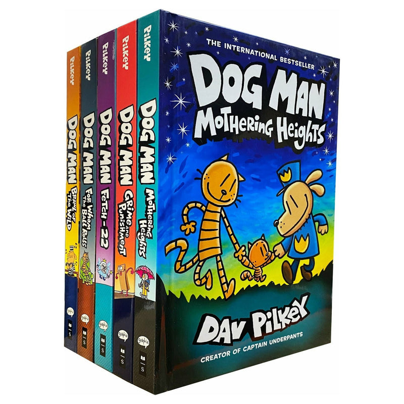 [Hardcover] Dog Man Series 10 Books Collection Set by Dav Pilkey Mothering Heights, Grime and Punishment, Fetch-22, For Whom the Ball Rolls, Brawl of The Wild
