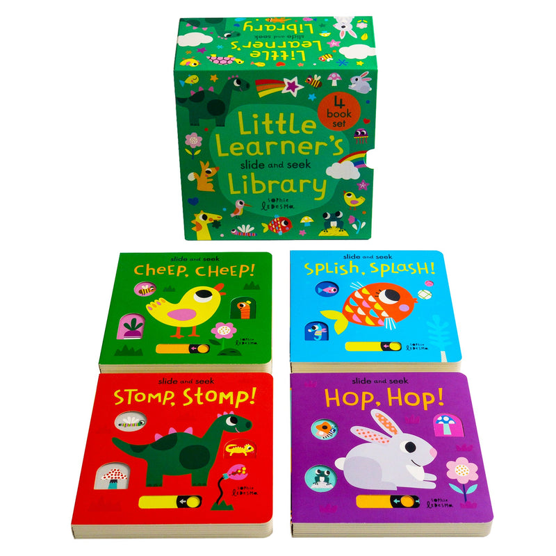 Childrens Lift the Flap Slide and Seek Library 4 Board Books Collection Set