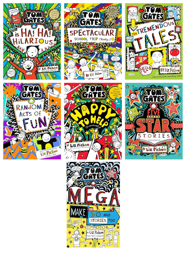 Tom Gates Series 7 Books Collection Set By Liz Pichon (Mega Make and Do and Stories Too, Spectacular School Trip (Really.), Ten Tremendous Tales, Random Acts of Fun, Happy to Help, Five Star Stories, Ha Ha Hilarious)